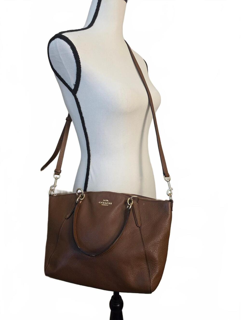Coach Small Kelsey Satchel F28993 Brown Pebble Leather Crossbody Shoulder Bag